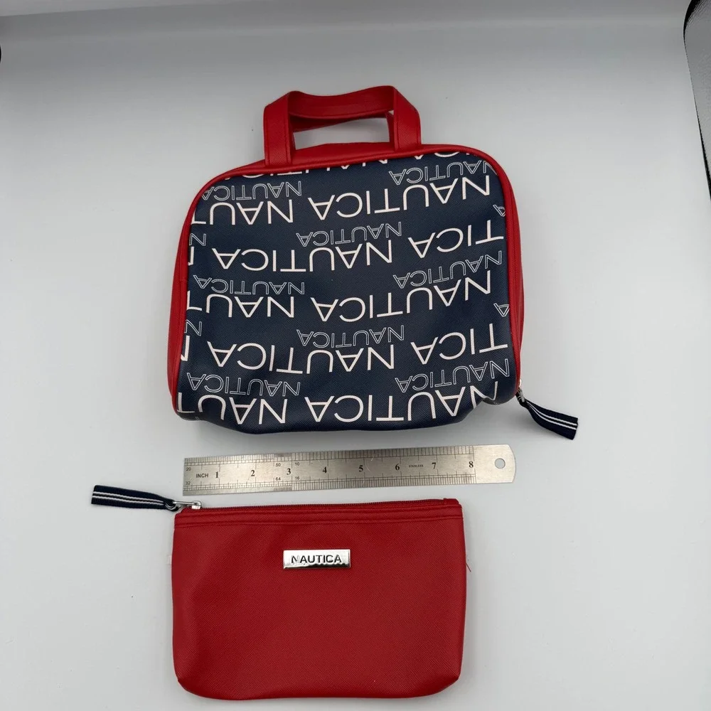 Nautica Cosmetic Bag Set Womens OS Red Excellent Synthetic
